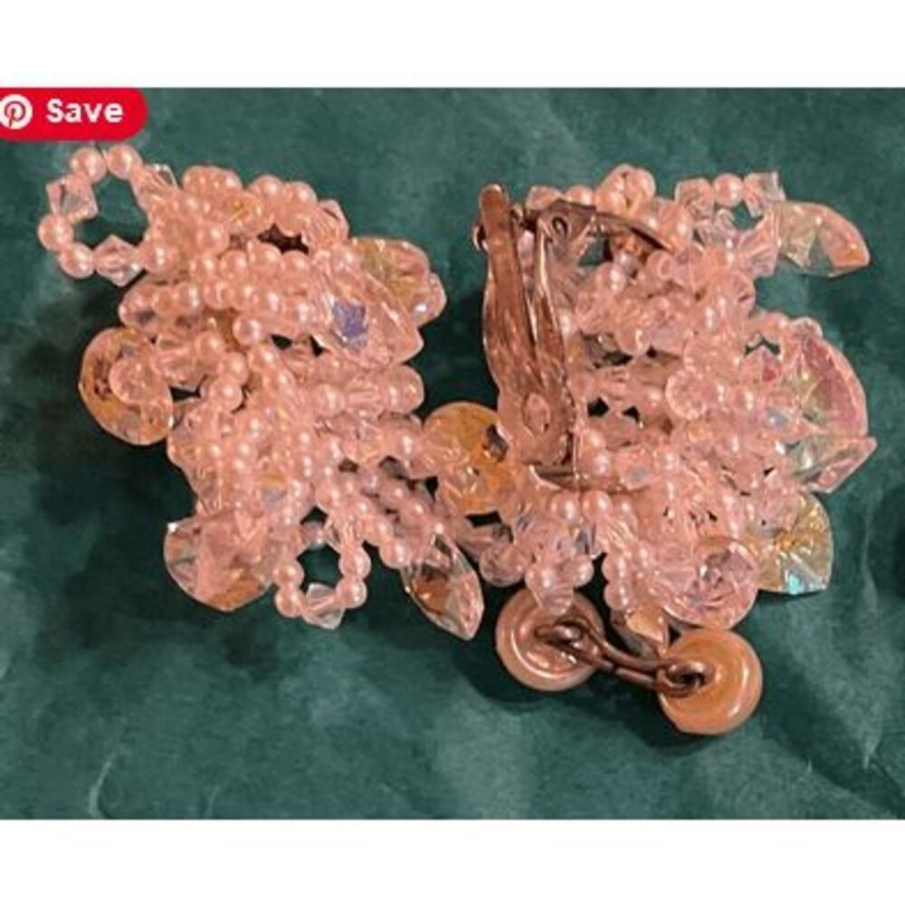 Vintage AB Crystal clip on Earrings